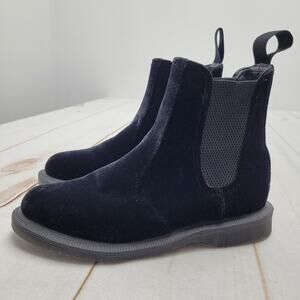 Dr Martens flora black velvet chelsea boots slip on whimsigoth emo goth